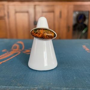 Vintage sterling silver and amber ring size 7
